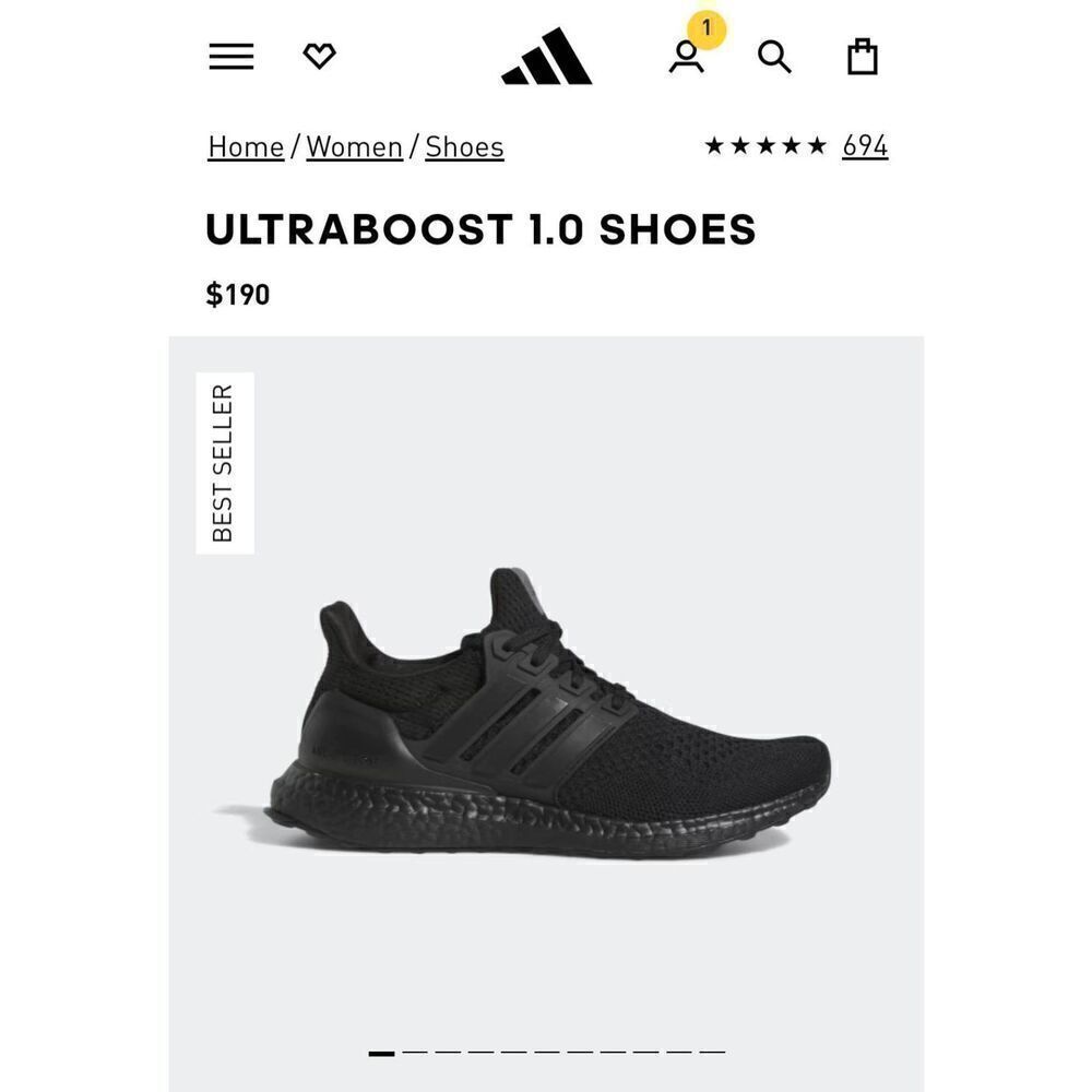 NEW $190 ADIDAS ULTRA BOOST RUNNING SHOES BLACKOUT
